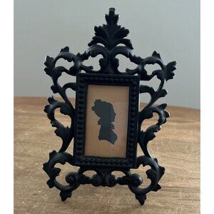 Black Cast Iron Picture Frame JM54 Ornate Flower Scroll Easel Gothic Victorian